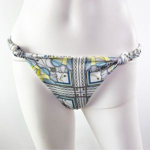 Netta Multicolor NUCCI Chain Print Knotted BANDEAU Bikini Bottom Size S NWOT